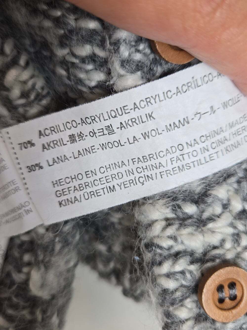 Zara Mini Baby Wool Blend Hooded Cardigan 3-6M 68 Chunky Knit Gray - Picture 7 of 7